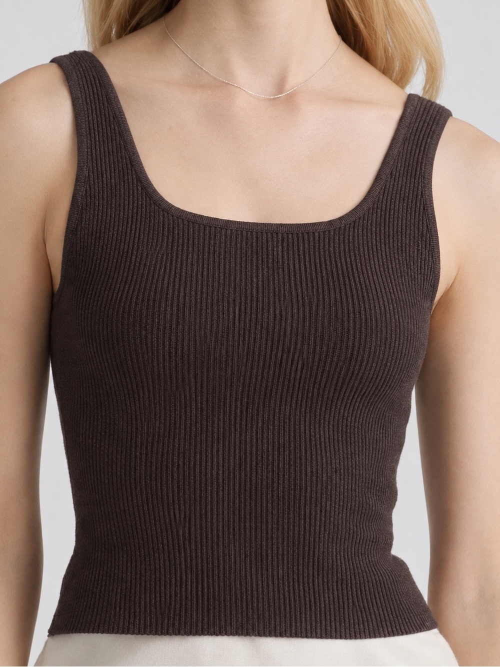EUC Quince Ribbed Square Neck Tank in Black size L